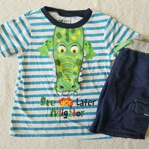 CU Later Alligator Toddler Boys Matching Set Sz 4T